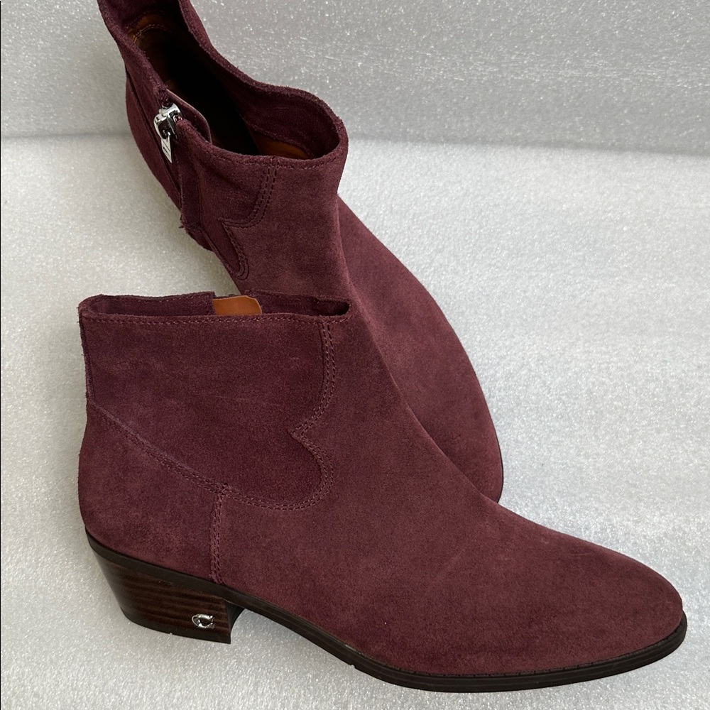 Coach Plum Suede Ankle Boots size 8 new